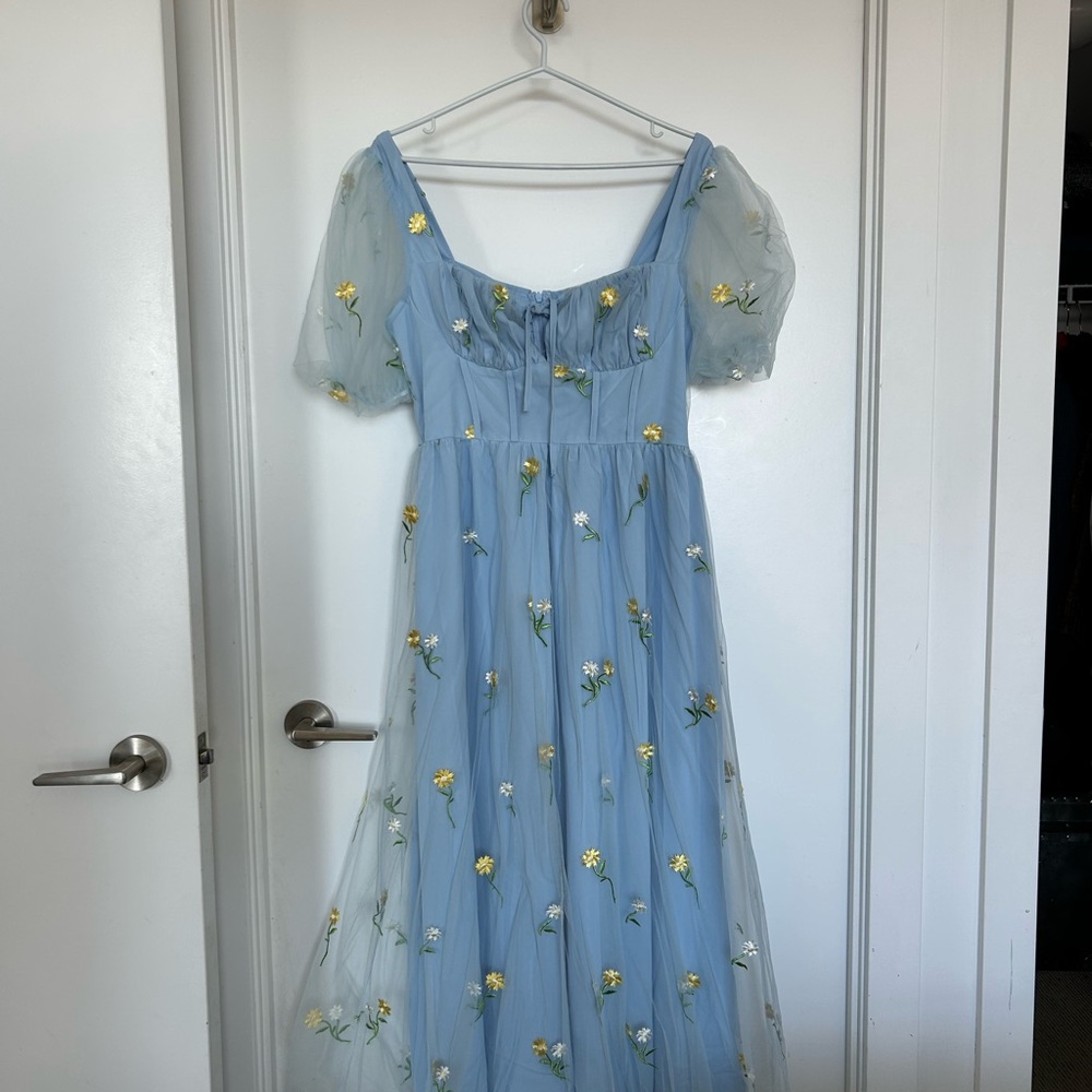 Cider Blue Floral Maxi Dress